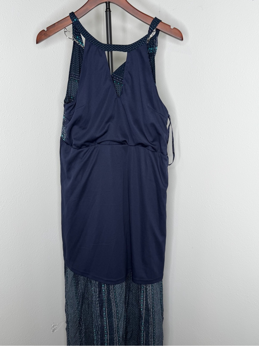 Doe & Rae Navy Maxi Dress with Teal Accents Size Small - Picture 8 of 8